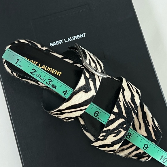 Saint Laurent Oak Zebra Calf-hair Buckle Squared Toe Sandal - Picture 10 of 10